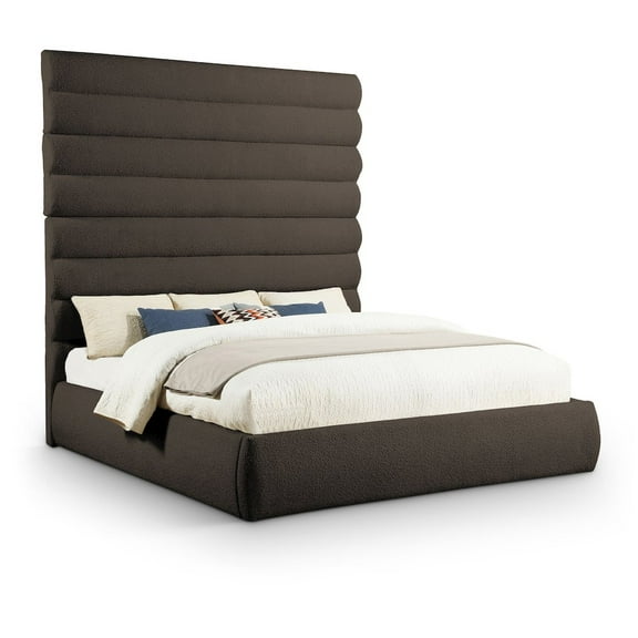 Meridian Furniture Adam Brown Boucle Fabric King Bed