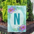 thumbnail image 3 of America Forever Spring Monogram Garden Flag Letter N 12.5 x 18 inches Double Sided Vertical Outdoor, Yard, Lawn, Pink and Blue Flowers, Cosmos, Leaves, Summer Flower Garden Flag, 3 of 5