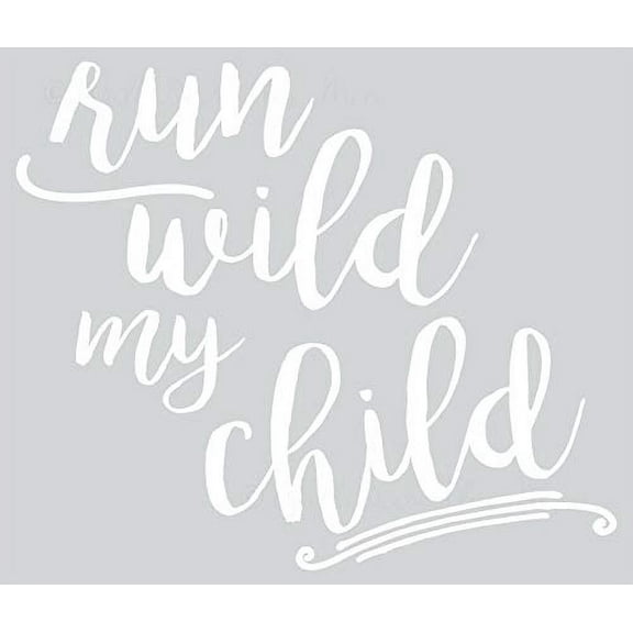 Run Wild My Child Vinyl Lettering Nursery Wall Decals Décor 23x19-Inch White