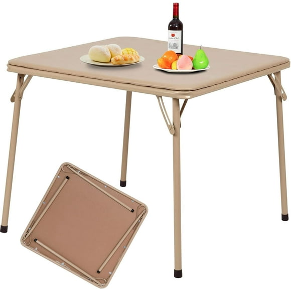HOMYLIN Mesa Plegable de 85CM con Tablero Acolchado de PVC Negro, Multifuncional portátil para Interior/Exterior, hogar, Fiestas, picnics, Juegos