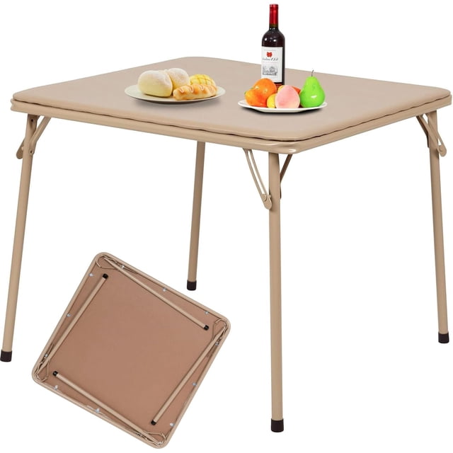 HOMYLIN Mesa de Cartas, Mesas Plegable para Juego de Mesa 34'' con Tablero Acolchado de PVC Negro, Multifuncional portátil para Juegos Ajedrez baraja de Cartas naipe
