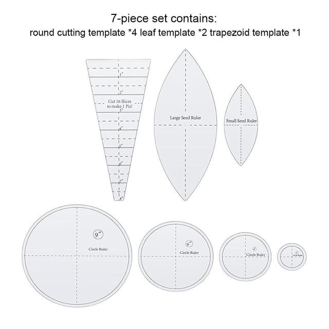 Template Kit Acrylic Quilting Embroidery Ruler Durable Practical Portable Reusable DIY Making Sewing Handicraft Crafts for Professionals 7Pcs/Set