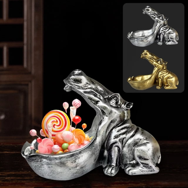 Fiudx Bandeja para Dulces con Forma de Hipopótamo, Llavero Grande, Decoración de Resina, Almacenamiento Multiusos, Decoración para Sala de Estar, Diseño Único y Divertido, Regalo Ideal para Inaugurac