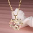 thumbnail image 6 of 1pc Elegant Zirconia Rose Golden Heart Pendant Necklace with Initial A-Z, Fashion Jewelry for Women, Perfect for Daily Wear & Gifting, All-Season Accessory, 6 of 7