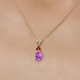 thumbnail image 3 of Gem Stone King 14K Yellow Gold Pink Created Sapphire and Red Garnet Pendant Necklace for Women | 1.09 Cttw | Gemstone September Birthstone | Pear Shape 8X5MM | With 18 inch Chain, 3 of 6
