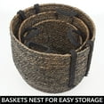 thumbnail image 6 of mDesign Round Seagrass Woven Storage Basket with Handles - Set of 3 - Black Wash, 6 of 8