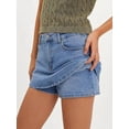 thumbnail image 3 of EMMIOL Women's Stretchy Mid-Waist Mini Denim Skort Skirt Y2K Vintage Casual Jean Skirt with Pockets Streetwear 90s Style, 3 of 10