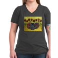 thumbnail image 1 of CafePress - Cats And Sunflowers T Shirt - Women's V-Neck Dark T-Shirt, 1 of 1