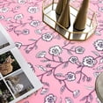 thumbnail image 3 of Oval Pink Vine Floral Tablecloth,White FlowerTable Cloth,Ivory French Country Tablecover for Oval Tables 60 x 102,Perfect for Kitchen Dinner, Restaurant ,Holiday Picnic Party Table Cover, 3 of 6