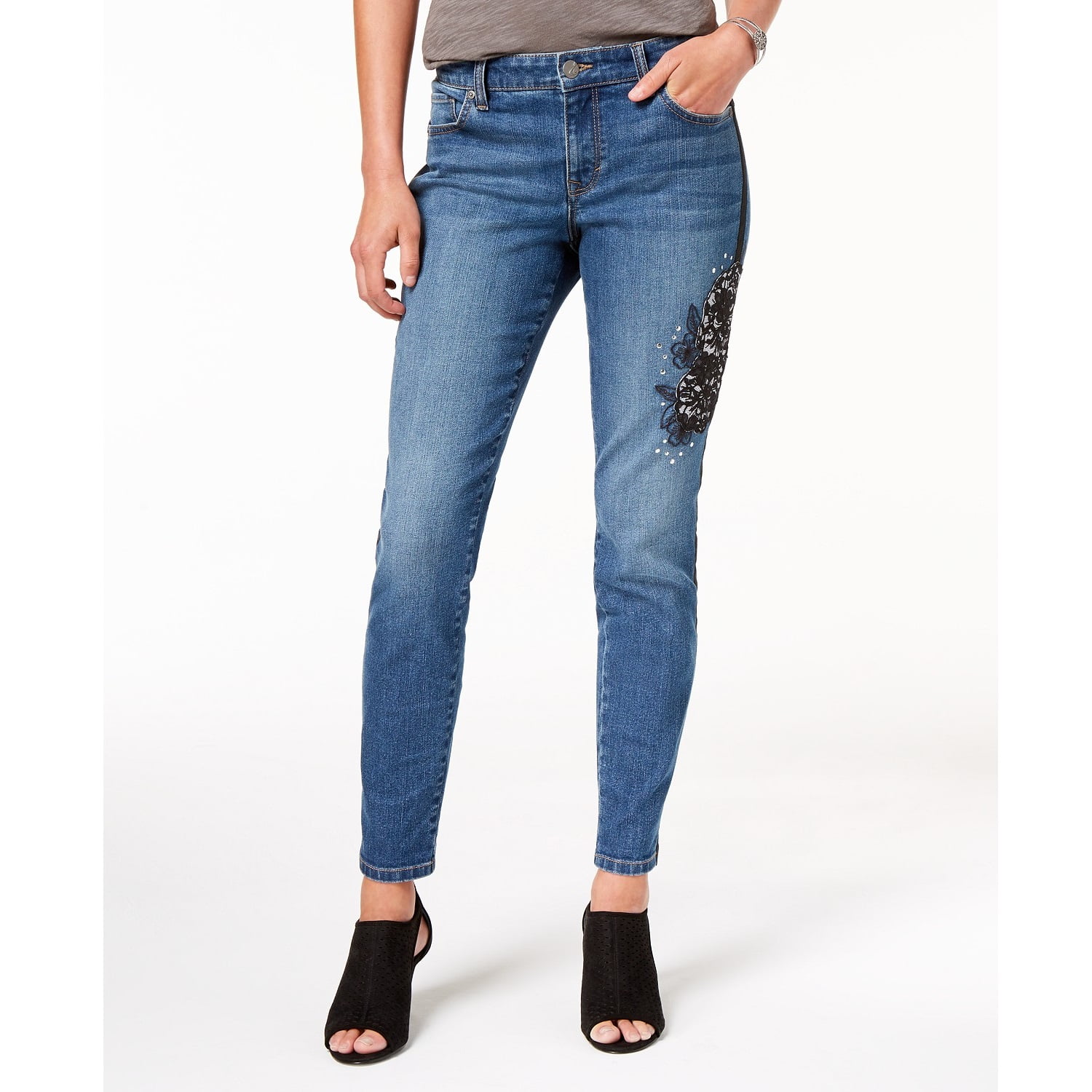 Style & Co Women's Lace Detail Studded Jeans Uptown Size 14 - Walmart.com