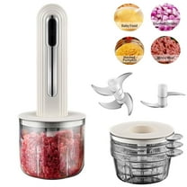 DICEEVIL Cordless Food Processor, Mini Electric Vegetable Chopper, Compact Meat Grinder with 3 Cups & 2 Slicers, USB Rechargable Small Food Processor