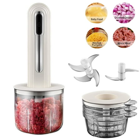 DICEEVIL Cordless Food Processor, Mini Electric Vegetable Chopper, Compact Meat Grinder with 3 Cups & 2 Slicers, USB Rechargable Small Food Processor