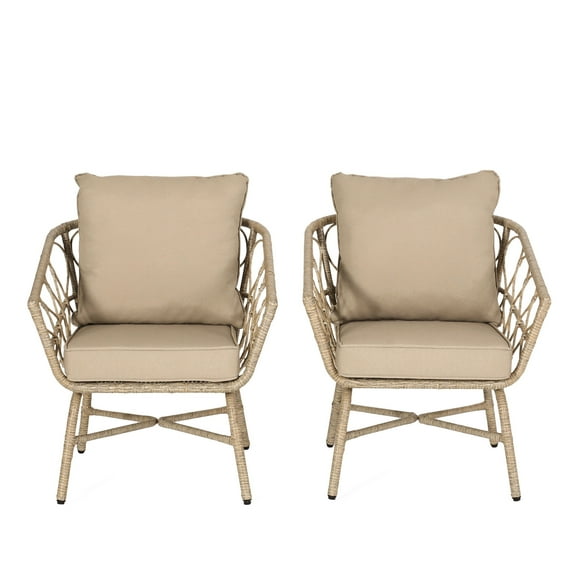 Cozy Patio Club Chair - With Long-lasting & Cushions, 25.50"d X 26.50"w 28.75"h, Brown Outdoor Decor Water- 28.75"h 25.50"d, 300 Lb Capacity