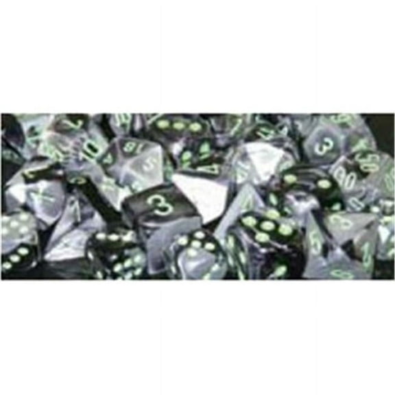 D6 - 12 mm. Gemini Dice, Black-Grey With Green 36 Ct. Pack Of 2