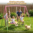thumbnail image 2 of iRerts Swing Sets for Backyard, 2 Seat Outdoor Swing Set with Saucer Swing and Belt Swing Seats, Heavy-Duty A-Frame Metal Stand for Kids, 330 lbs Weight Capacity, Pink, 2 of 7
