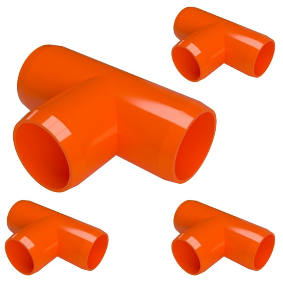FORMUFIT PVC Fitting, Standard Tee , Furniture Grade, 1-1/4" Size, Orange, 4-Pack (F114TEE-OR-4)
