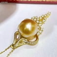 thumbnail image 3 of K-KED Gorgeous Huge AAAA 10-11mm south sea Golden ROUND pearl pendant necklace 925s..., 3 of 4