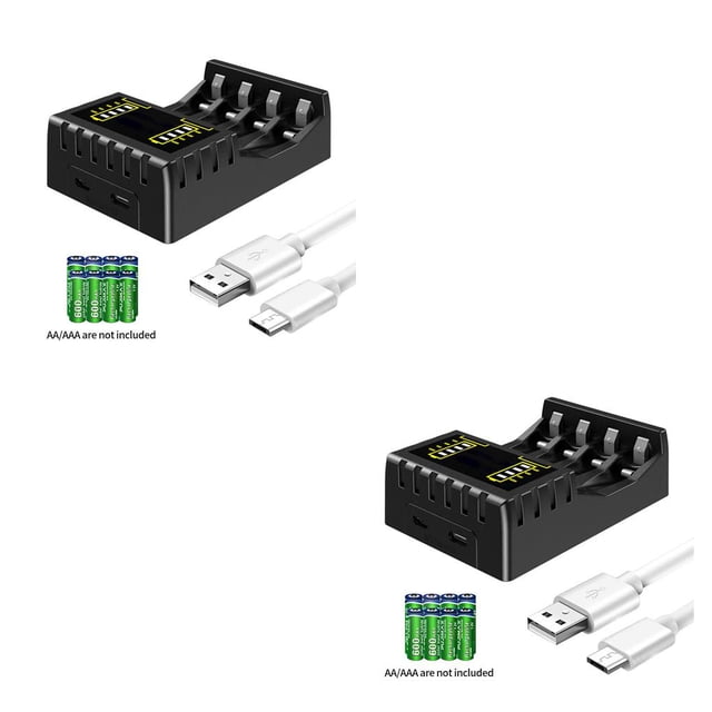 Toystoory de Circuito Plástico Recargable Pantalla LCD Cargadores Accesorios de alimentación de alto rendimiento Suministros AA AAA negro negro 2Conjunto