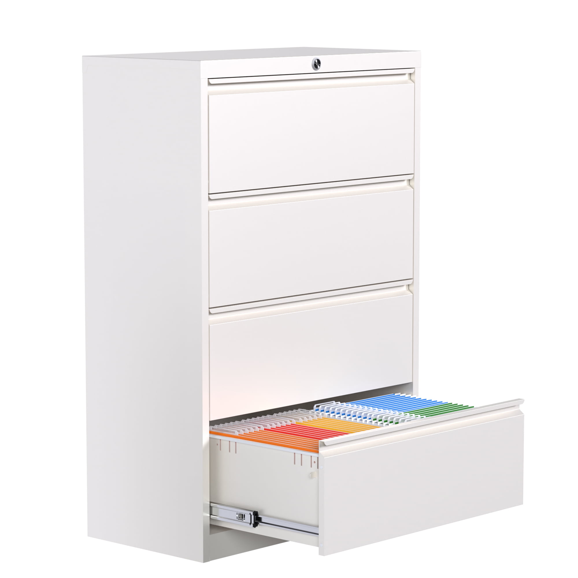 4 Drawer Lateral File with Lock, Metal File for