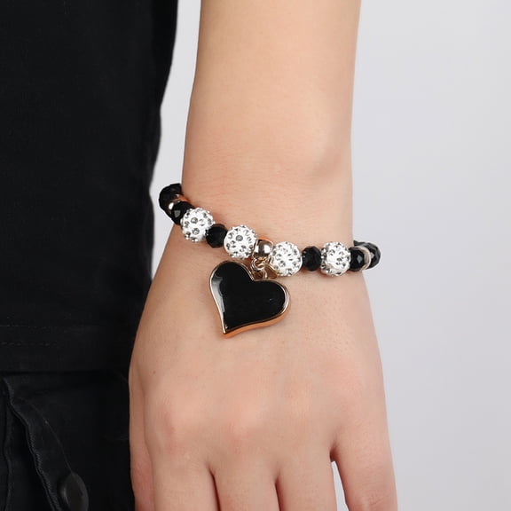 BESTYASH Set of 2 Black Crystal Bracelets, Elegant Wrist Chains for Women, Stylish Jewelry Accessories for Everyday Wear