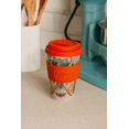 thumbnail image 2 of Ecoffee 12oz 340ml Reusable Cups with Silicone Lid Tops, Made with Natural Bamboo Fibre, Farfalle, 2 of 5