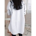 thumbnail image 3 of Women'S Oversized Button Down Shirts Split High Low Long Sleeve Blouses White L, 3 of 6