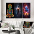 thumbnail image 1 of Designart "Iridescent Rainbow Awakening II" Robot Wall Art Set Of 3 - Modern Multicolor Canvas Set For Living Room Decor, 1 of 6