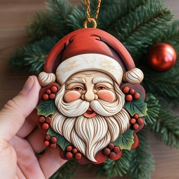 Fiudx Liquidación de ofertas flash Nuevas decoraciones navideñas Árbol de Navidad colgante Artesanía de resina Papá Noel Decoración decorativa colgante