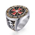 thumbnail image 4 of Domineering Knights Templar Rings For Men Silver Color stainless steel Red Cross Inlaid Cubic Zirconia men ring Jewellery Gift, 4 of 5