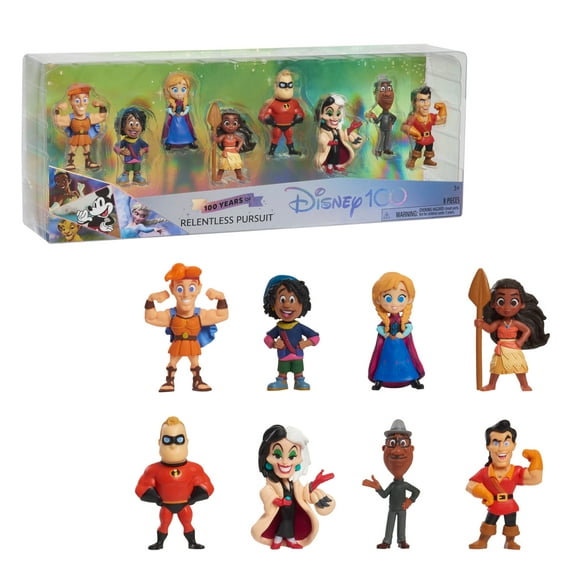 Disney100 Years of Relentless Pursuit Celebration Collection Limited Edition 8-piece Figure Pack, Kids Toys for Ages 3 up