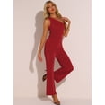 thumbnail image 4 of DARING DIVA Women's One Shoulder Sleeveless Crop Top Wide Leg Pants 2 Pcs XS Red, 4 of 6