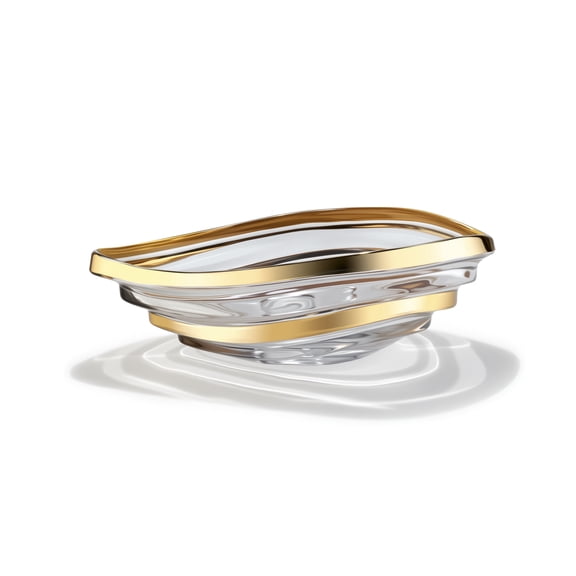 Gold Inlay Glass Vessel Sink, Modern Vanity Bowl with Pop-Up Drain for Bathroom | LAV-FWS100