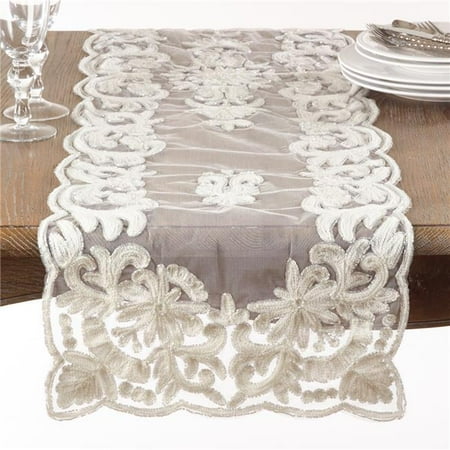 

SARO AN02.I1672B 16 x 72 in. Rectangle Alessandra Ivory Beaded & Embroidered Table Runner Ivory