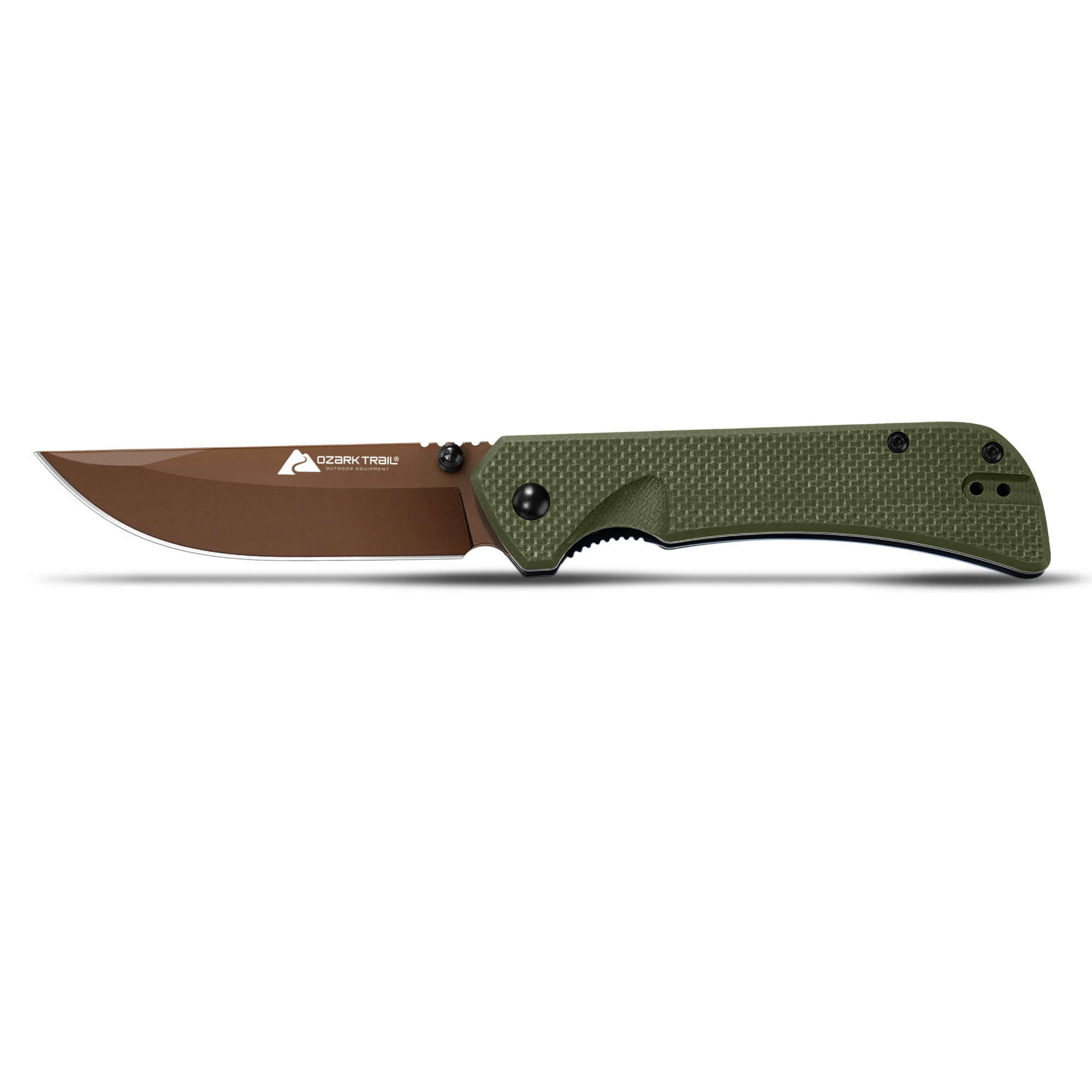 Ozark Trail 7.5 inch Folding Knife with D2 Steel Blade G10 Handle & Reversible Clip