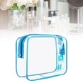 thumbnail image 6 of Clear Makeup Bag Makeup Organizer Large Opening with Zippers Cosmetic Pouch Travel Bag for Business Trip Airport Hair Accessories Toiletries Blue, 6 of 9