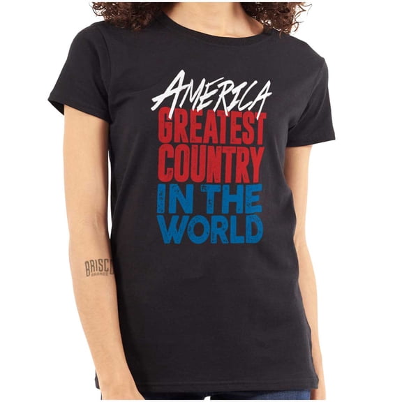America Greatest Country in the World Womens Fitted Plus Size Graphic Tee Brisco Brands 2X