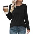 thumbnail image 2 of HomeDM Womens Sweatshirts Long Sleeve Shirts Solid Color Casual Crewneck Tops Basic Tee Fall Trendy Outfits, 2 of 9