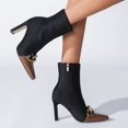 thumbnail image 4 of Fesfesfes Cowgirl Boots for Teen Girls Pointed Zip Shoes Winter Solid Color Fashion Square High Heel Chain 5.5(36), 4 of 7
