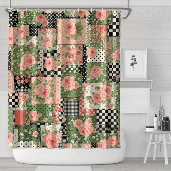Pioneer Flower Floral Print Pattern Shower Curtain 84”x72", Bathroom Decorative Shower Curtain Set with 12 Hooks, Waterproof Washable