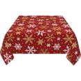 thumbnail image 3 of Dark Red Christmas Square Tablecloth 60x60 Inch Gold White Xmas Snowflake Winter Holiday Theme Decorative Table Cloth Seasonal Rustic Farmhouse for Indoor Party Kitchen Dinner Picnic Decor, 3 of 5