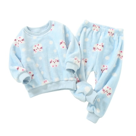 

ZMHEGW Toddler Baby Girl Clothes Set Boys Winter Long Sleeve Cartoon Pajamas Sleepwear Tops Pants 2PCS Outfits For Girl 5-6 Years