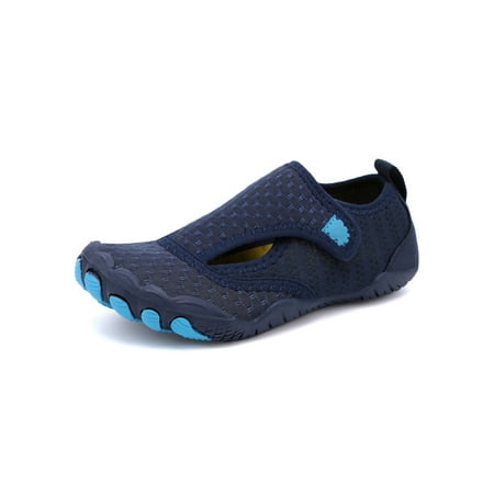 

Tenmix Boys Girls Water Shoes Quick Dry Aqua Socks Fitness Workout Beach Shoe Mesh Barefoot Womens Mens Athletic Anti-Slip Dark Blue 5.5