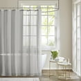 thumbnail image 2 of CAILDANL Park Anna Sheers Shower Curtain, Textured Striped Accent Design, Modern Mid-Century Bathroom Decor, Machine Washable, Fabric Privacy Screen 72x72", Ivory, 2 of 3