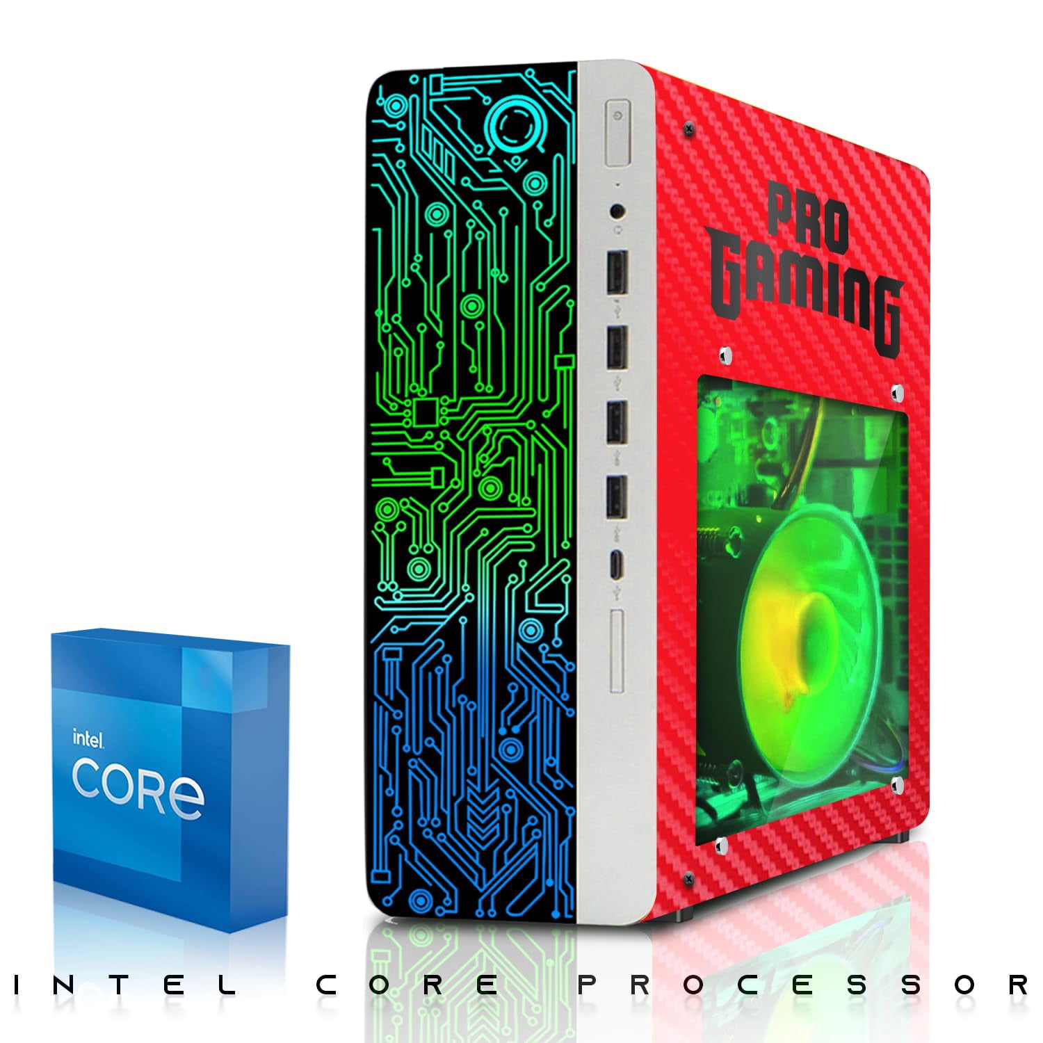 Restored HP G4 Gaming Desktop Computer PC Carbon Red Intel i5,16GB RAM,256GB SSD OS + 2x500GB HDD,GT 730 Graphics,RGB KBM with AI Copilot,WiFi,RGB Headphone,Windows 11