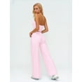 thumbnail image 2 of IBTOM CASTLE Womens Workout Sets 2 Piece Spaghetti Straps Crop Top Straight Leg Yoga Pants Yoga Pilates Outfits Pink, 2 of 7