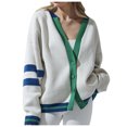thumbnail image 1 of Cardigan Tricoté pour Femmes Automne Hiver Mode Rayé Chandail Ample Doux Confortable Décontracté Manches Longues, 1 of 5