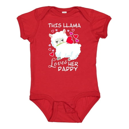 

Inktastic This Llama Loves Her Daddy with Hearts Gift Baby Boy or Baby Girl Bodysuit