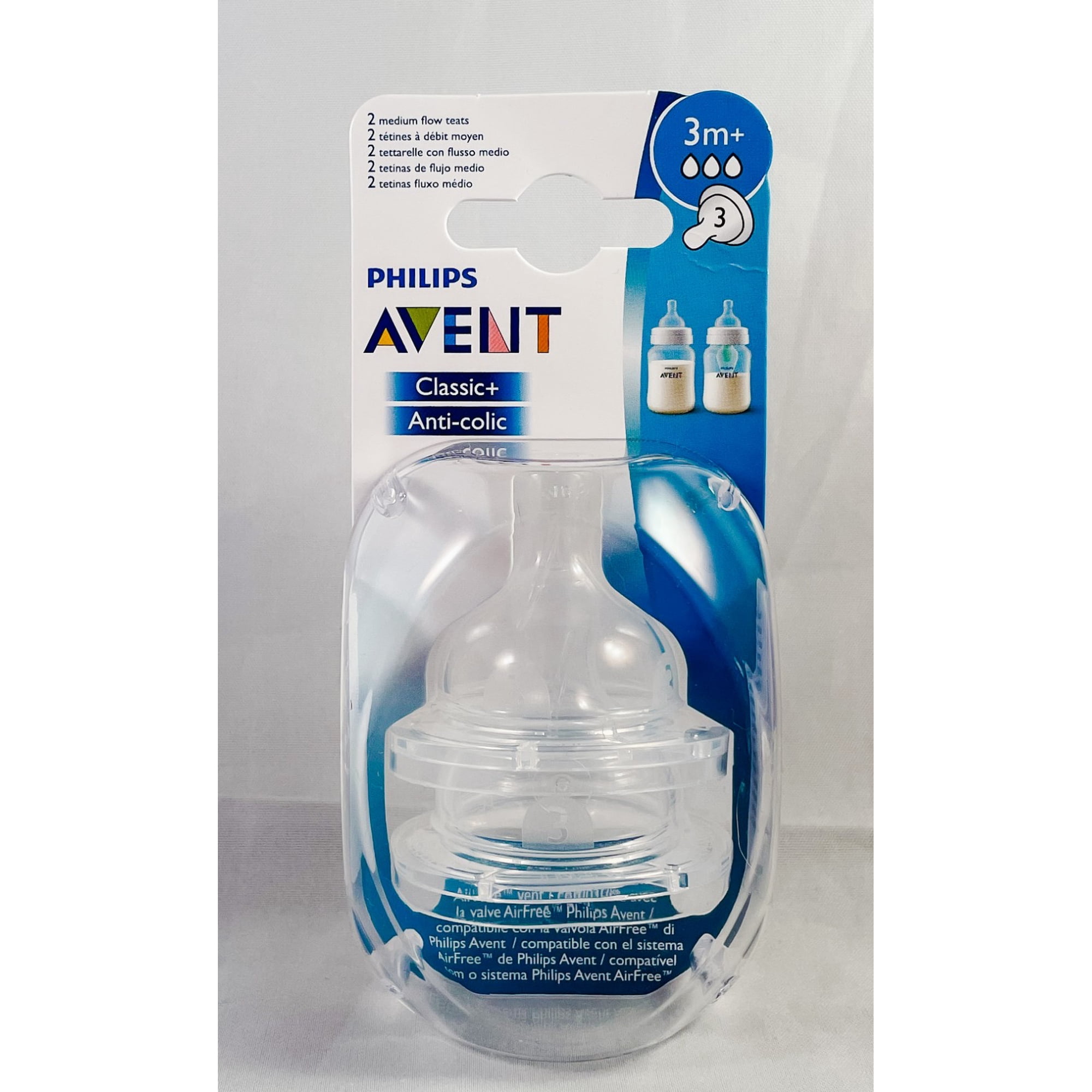 Avent Teats 2 Teats 3 Holes Medium Flow 3 Months +