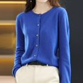 thumbnail image 1 of MKLEKYY Cardigan pour Femmes Tricoté Printemps et Automne Col Rond Pull Manches Longues Couleur Unie Veste Cardigan, 1 of 1