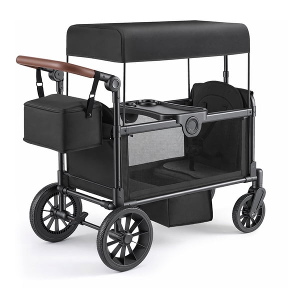 HARPPA Wagon Stroller for 2 Kids with 5-Point Harness, Bench Seat, Outdoor Toddler Stroller, Black